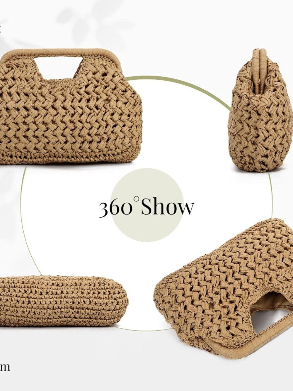 Straw Clutch Purses for Women Dumpling Bag Summer Beach Woven Handbag - Picture 8 of 8